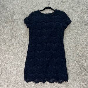 Navy blue, short sleeve, fitted dress from Lulu’s